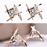 European and American Trinkets Triangle Zircon Earrings Toe Square Zircon Stud Earrings Women Earrings Wholesale