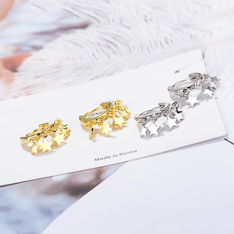 Exquisite 925 Sterling Silver Earrings For Women Ins Stackable Star Tassel Earrings Gold Silver Color oorbellen pendientes