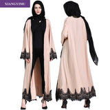 F8809-2 Muslim Lace Splicing Coat Middle East Long Robe Kaftan dubai abayas for women