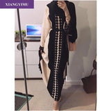 F8849-5 Lace Long dress Women Arab Ladies Malaysia Abayas Muslim Robes