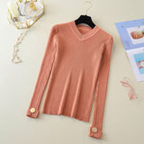 Fashion Autumn Sweater Women Casual Slim V-Neck Bottoming Sweaters Solid Color Winter Long Sleeve Pullover Sweater Women