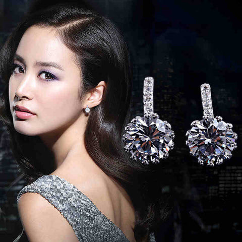 Fashion Hot Sale Wholesale New Design Super Shiny Zircon 925 Sterling Silver Stud Earrings for Women Girls Jewelry Gift