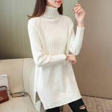 Fdfklak Women sweater knitted top turtleneck pullover sweater large size loose ladies sweaters pull femme 2019 winter sweter 3XL