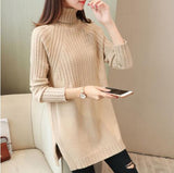 Fdfklak Women sweater knitted top turtleneck pullover sweater large size loose ladies sweaters pull femme 2019 winter sweter 3XL