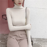 Female Knitting Sweater Chic Solid Women Turtleneck Pullover Sweater kawaii Long Sleeve Winter Warm Sweater Thick Pullovers