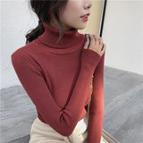 Female Knitting Sweater Chic Solid Women Turtleneck Pullover Sweater kawaii Long Sleeve Winter Warm Sweater Thick Pullovers