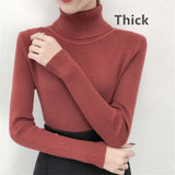 Female Knitting Sweater Chic Solid Women Turtleneck Pullover Sweater kawaii Long Sleeve Winter Warm Sweater Thick Pullovers