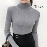 Female Knitting Sweater Chic Solid Women Turtleneck Pullover Sweater kawaii Long Sleeve Winter Warm Sweater Thick Pullovers