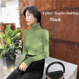 Female Knitting Sweater Chic Solid Women Turtleneck Pullover Sweater kawaii Long Sleeve Winter Warm Sweater Thick Pullovers