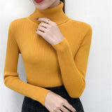 Female Knitting Sweater Chic Solid Women Turtleneck Pullover Sweater kawaii Long Sleeve Winter Warm Sweater Thick Pullovers