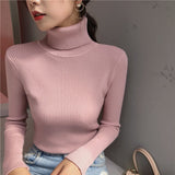 Female Knitting Sweater Chic Solid Women Turtleneck Pullover Sweater kawaii Long Sleeve Winter Warm Sweater Thick Pullovers