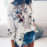 Floral Spring Women Bomber Jacket Plus Size Short Female Coat Zipper Chaqueta Outwear Long Sleeve Women's Jackets