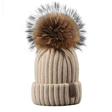 Furtalk Knitted Real Fur Hat 100% Real Raccoon Fur Pompom Hat Winter Women Hat beanie for women 2019 Soft Warm Female Fur Cap