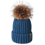 Furtalk Knitted Real Fur Hat 100% Real Raccoon Fur Pompom Hat Winter Women Hat beanie for women 2019 Soft Warm Female Fur Cap