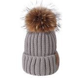 Furtalk Knitted Real Fur Hat 100% Real Raccoon Fur Pompom Hat Winter Women Hat beanie for women 2019 Soft Warm Female Fur Cap