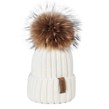 Furtalk Knitted Real Fur Hat 100% Real Raccoon Fur Pompom Hat Winter Women Hat beanie for women 2019 Soft Warm Female Fur Cap