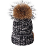 Furtalk Knitted Real Fur Hat 100% Real Raccoon Fur Pompom Hat Winter Women Hat beanie for women 2019 Soft Warm Female Fur Cap