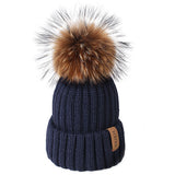 Furtalk Knitted Real Fur Hat 100% Real Raccoon Fur Pompom Hat Winter Women Hat beanie for women 2019 Soft Warm Female Fur Cap
