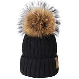 Furtalk Knitted Real Fur Hat 100% Real Raccoon Fur Pompom Hat Winter Women Hat beanie for women 2019 Soft Warm Female Fur Cap