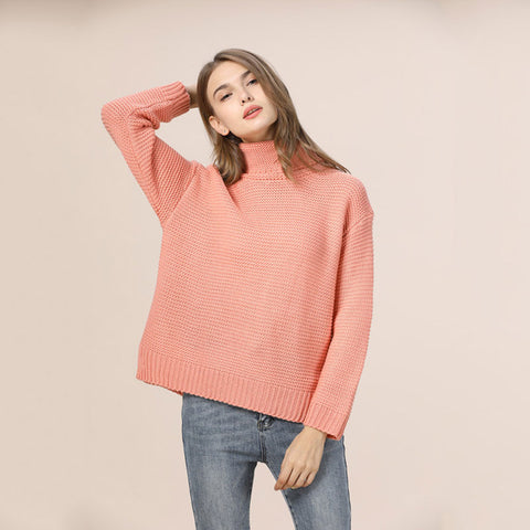 GOPLUS Autumn Winter Turtleneck Women's Knitted Sweater Plus Size Thick Warm Long Sleeve Women's Sweater Pullover Clothing Femme