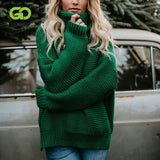 GOPLUS Autumn Winter Turtleneck Women's Knitted Sweater Plus Size Thick Warm Long Sleeve Women's Sweater Pullover Clothing Femme