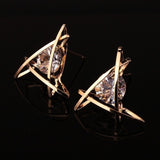 H:HYDE Elegant and Charming Black Rhinestone Full Crystals Square Stud Earrings for Women Girls Statement Piercing Jewelry