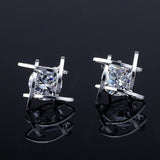 H:HYDE Elegant and Charming Black Rhinestone Full Crystals Square Stud Earrings for Women Girls Statement Piercing Jewelry