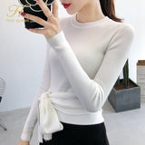 H han queen Knitted Sweater Women Fashion 2019 Autumn Tops Women O-neck Lace-up Pullovers Long Sleeve Jumper Pull Femme Clothing