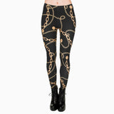 High Elasticity Legging Women Clothing Ladies Full Length Gold Chains Printing Legins Sexy Fitness Pants Workout Leggings