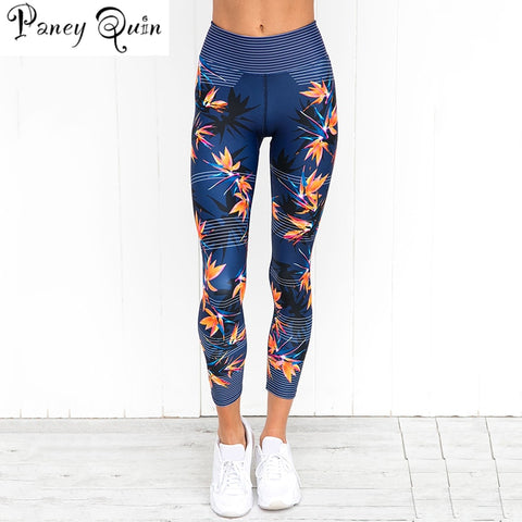 High Waist Leggings Women's Fitness Sport Leggings Stripe Printing Elastic Gym Workout Tights S-XL Running Trousers Plus Size