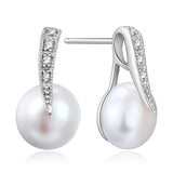 Hongye 925 Real Silver Earrings 100% Real Natural Freshwater Pearl Stud Earring Women real pearl Crystal Wedding Trendy Jewelry