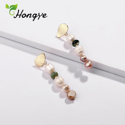 Hongye Fashionable Baroque Pearl Drop Earrings Beaded Long Tassel Female Handmade Wedding Dangle Earring Jewelry Brinco
