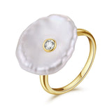 Hongye Natural Freshwater Pearl Ring 925 Sterling Silver jewelry Baroque Pearl Gold Rings Fashion Designer for Women Wedding