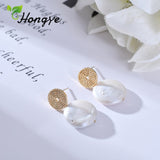 Hongye Pearl Drop Earrings Fashion Jewelry Quality Alloy Made Women Baroque Freshwater Pearl Girls Stylish Big Dangling Brinco