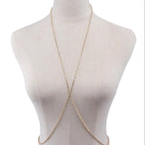 Hot Charm Gold Color Body Chain Crystal Rhinestone Harness  Sexy Belly Waist Bikini Chains Crossover Chain Necklaces For Women