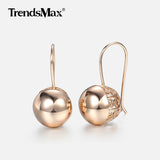 Hot Cut Out Ball Earrings For Women Girls 585 Rose Gold Woman Zircon Dangle Earrings  Wedding Party Exquisite Jewelry GE66