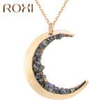 Hot Sale Vintage kolye Pendant Necklace Curved Crescent Moon Necklace Women Gold Chain Necklace Ladies Jewelry Gifts ketting