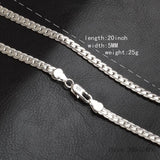 Hot Sales 925 Silver Necklace Charm Woman Man 50cm Silver 6MM Full Sideways Necklace Fashion Brand Jewelry