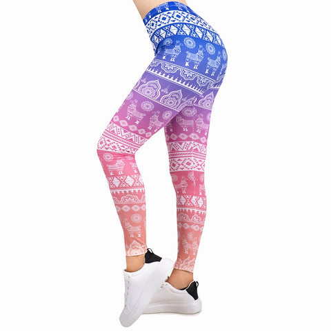 Hot Sales Women Legging Gradient Printing Leggins Slim High Elasticity Legins Fitness Leggings Female Pants