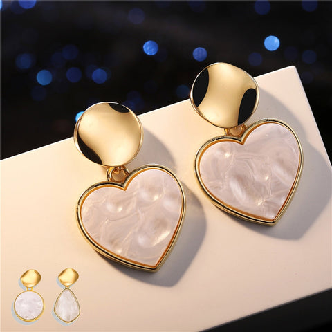 IF ME Gold Korean Fashion Heart Drop Earrings For Women 2019 NEW Trendy Handmade Geometric Round Sequin Dangle Earring Jewelry