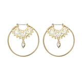 IF ME Vintage Trendy Gold Color Hoop Earrings For Women Bohemian Crystal Statement Geometry Round Creole Earring Pierce Jewelry