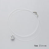 INZATT 925 Sterling Silver Zircon Crystal Pearl Pendant Choker Necklace Transparent Fishing Line 2019 Fashion Jewelry For Women