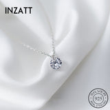INZATT  OL Cute Geometric Round Choker Pendant Necklace For Women Engagement  Rose Gold Color 925 Sterling Silver Jewelry Gift