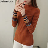 JoinYouth Half Turtleneck Warm Pullovers 2019 Autumn Winter Clothes Women Striped Warm Sweaters Korean Pull Femme Slim J223