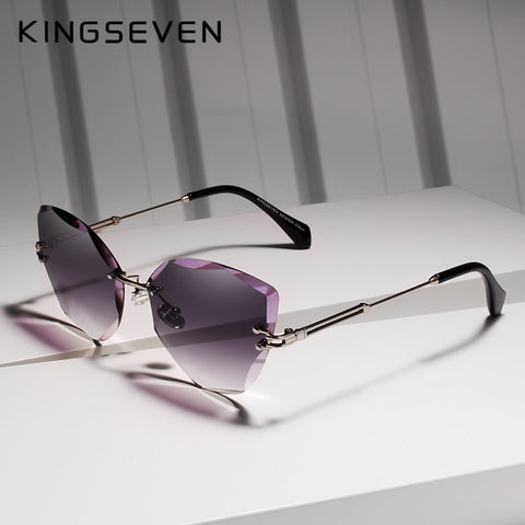 KINGSEVEN DESIGN Fashion Lady Sun glasses 2019 Rimless Women Sunglasses Vintage Alloy Frame Classic Brand Designer Shades Oculo