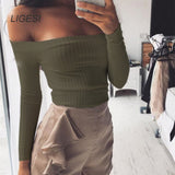 Knitted Sweater Women 2018 Autumn Winter Off Shoulder Tops Casual Jumper Sexy Pull Femme Slim Short Pullover Christmas Sweater