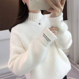 Knitted Warm Sweater Female For Autumn winter 2019 Ladies Long Sleeve Women Turtleneck Tricot Pullover Blue Jumper