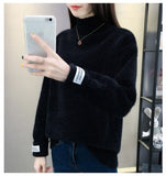 Knitted Warm Sweater Female For Autumn winter 2019 Ladies Long Sleeve Women Turtleneck Tricot Pullover Blue Jumper