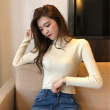 Knitwear Women's Turtleneck Solid Color Long Sleeve 2019 Women's New Half Turtleneck Sweater Slim Fit Pullover Top j10251