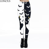 LEIMOLIS 3D printed Cat bat black white Gothic harajuku sexy plus size high waist push up fitness workout leggings women pants